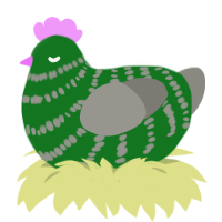 A leaf and ash chicken with a bar pattern
