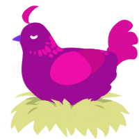 ERROR, a plum and fuchsia chicken with a neck-speckle pattern