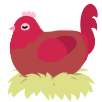A red and crimson chicken with a head pattern