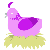 A lavender and amethyst chicken with a neck-speckle pattern