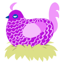 Cursed child, a amethyst and lavender chicken with a lace pattern