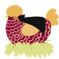 A maroon and honey chicken with a lace pattern