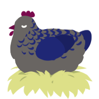 A grey and navy chicken with a half-lace pattern