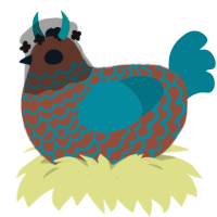 A russet and sea chicken with a lace pattern