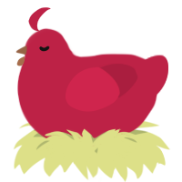 A crimson chicken