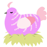 A lavender and rose chicken with a half-bar pattern