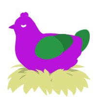 A amethyst and viridian chicken