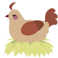 A beige and russet chicken