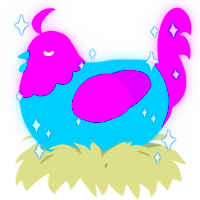 A sky and amethyst chicken with a head pattern