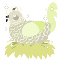 A silver and apple chicken with a lace pattern