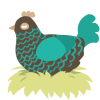 A bark and turquoise chicken with a lace pattern