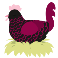 A sable and maroon chicken with a lace pattern