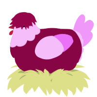 A maroon and lavender chicken with a head pattern