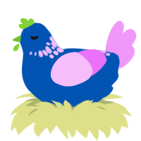 grapourwave, a ultramarine and lavender chicken with a neck-speckle pattern