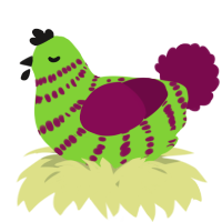 A grass and wine chicken with a bar pattern