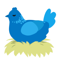 A sapphire and sky chicken with a neck-speckle pattern