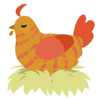 A orange and vermilion chicken with a bar pattern