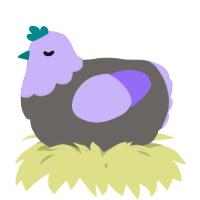A grey and lilac chicken with a head pattern