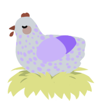 Lavender, a mist and lilac chicken with a speckle pattern