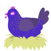 Midnight, a indigo and overcast chicken with a half-lace pattern