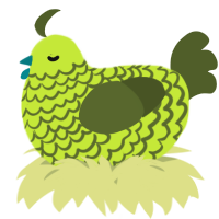 A lime and olive chicken with a lace pattern