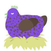 A blurple and bark chicken with a speckle pattern
