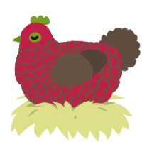 A crimson and bark chicken with a lace pattern