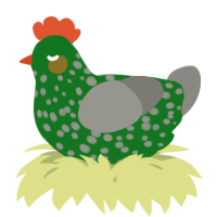 A leaf and ash chicken with a speckle pattern