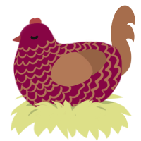Rouge, a maroon and brown chicken with a lace pattern