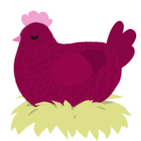 A maroon chicken with a lace pattern