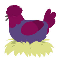 A overcast and wine chicken with a head pattern