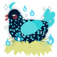 A tumblr and aqua chicken with a speckle pattern
