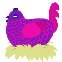 A violet and fuchsia chicken with a lace pattern