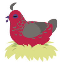 7700, a crimson and grey chicken with a half-lace pattern