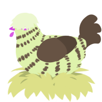 A apple and bark chicken with a bar pattern