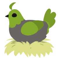 A grey and chartreuse chicken with a head pattern