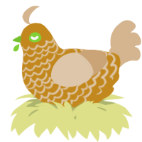 A ochre and beige chicken with a lace pattern