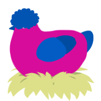 A fuchsia and ultramarine chicken