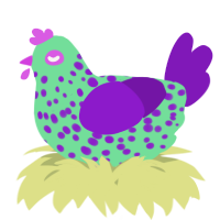 A spring and violet chicken with a speckle pattern