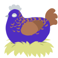 A indigo and brown chicken with a half-lace pattern