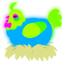 A sapphire and grass chicken with a head pattern