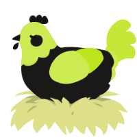 A sable and lime chicken with a head pattern