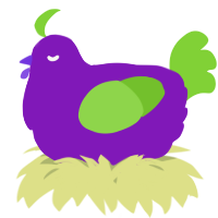 A violet and grass chicken