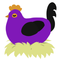 A violet and black chicken