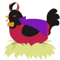 Celeuxe, a crimson and sable chicken with a head pattern