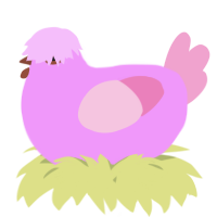 A lavender and pink chicken