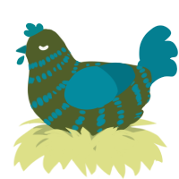 A olive and sea chicken with a bar pattern