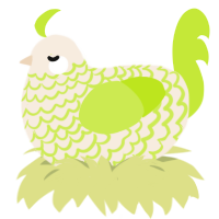 Wind in the Grass, a cream and lime chicken with a lace pattern