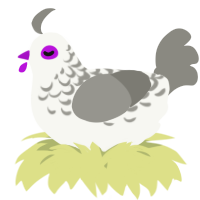 A white and ash chicken with a half-lace pattern