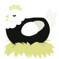 Applesauce, a black and white chicken with a head pattern